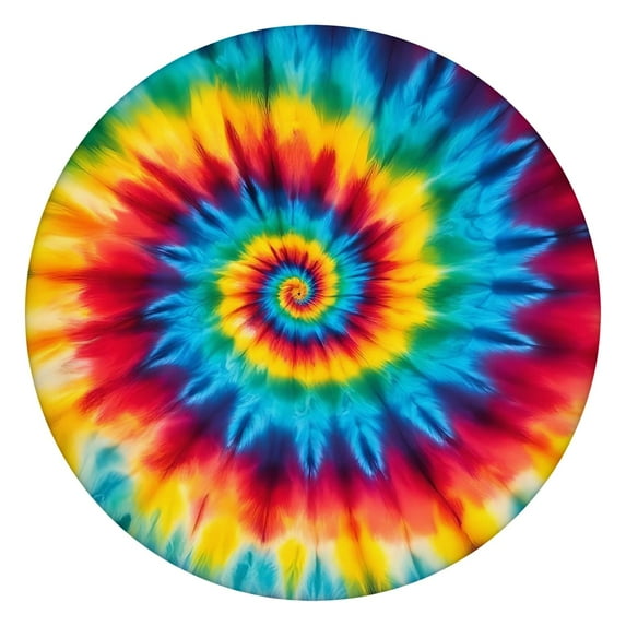 Colorful Tie Dye Mandala Pattern Round Fitted Tablecloth with Elastic Edge,Dining Table Cover Waterproof,Outdoor Round Tablecloth for Camping,Dining,Indoor and Outdoor