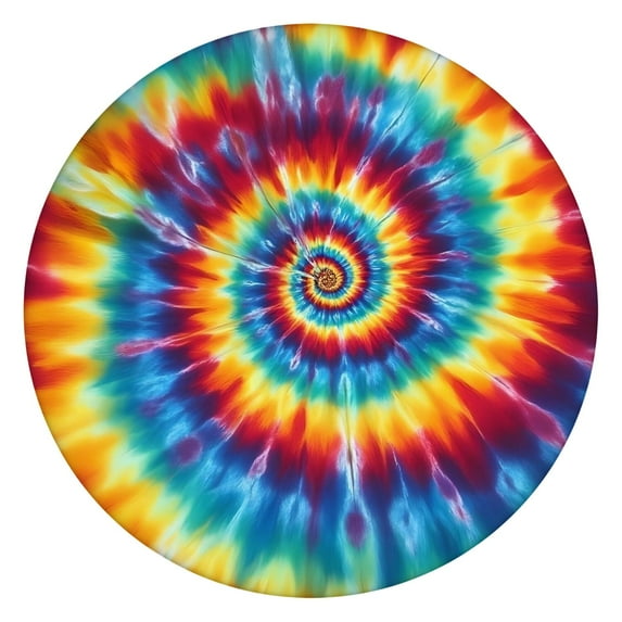 Colorful Tie Dye Mandala Pattern Round Fitted Tablecloth with Elastic Edge,Dining Table Cover Waterproof,Outdoor Round Tablecloth for Camping,Dining,Indoor and Outdoor