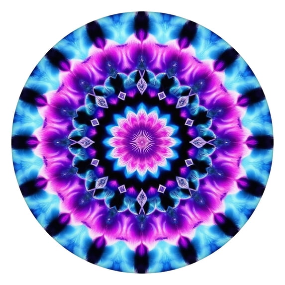 Colorful Tie Dye Mandala Pattern Round Fitted Tablecloth with Elastic Edge,Dining Table Cover Waterproof,Outdoor Round Tablecloth for Camping,Dining,Indoor and Outdoor