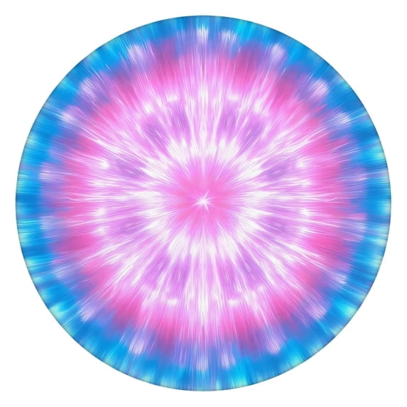 Colorful Tie Dye Mandala Pattern Round Fitted Tablecloth with Elastic Edge,Dining Table Cover Waterproof,Outdoor Round Tablecloth for Camping,Dining,Indoor and Outdoor