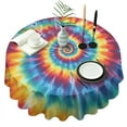 thumbnail image 1 of Colorful Tie Dye Mandala Pattern Round Tablecloth 60"x60",Wrinkle Wipeable Table Cloth for Kitchen Dining Room Picnic Patio Party, 1 of 6