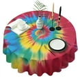 thumbnail image 1 of Colorful Tie Dye Mandala Pattern Round Tablecloth 60"x60",Wrinkle Wipeable Table Cloth for Kitchen Dining Room Picnic Patio Party, 1 of 6