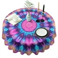 thumbnail image 1 of Colorful Tie Dye Mandala Pattern Round Tablecloth 60"x60",Wrinkle Wipeable Table Cloth for Kitchen Dining Room Picnic Patio Party, 1 of 6