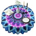 thumbnail image 1 of Colorful Tie Dye Mandala Pattern Round Tablecloth 60"x60",Wrinkle Wipeable Table Cloth for Kitchen Dining Room Picnic Patio Party, 1 of 6