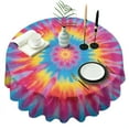 thumbnail image 1 of Colorful Tie Dye Mandala Pattern Round Tablecloth 60"x60",Wrinkle Wipeable Table Cloth for Kitchen Dining Room Picnic Patio Party, 1 of 6