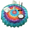 thumbnail image 1 of Colorful Tie Dye Mandala Pattern Round Tablecloth 60"x60",Wrinkle Wipeable Table Cloth for Kitchen Dining Room Picnic Patio Party, 1 of 6