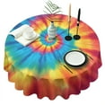 thumbnail image 1 of Colorful Tie Dye Mandala Pattern Round Tablecloth 60"x60",Wrinkle Wipeable Table Cloth for Kitchen Dining Room Picnic Patio Party, 1 of 6