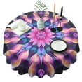 thumbnail image 1 of Colorful Tie Dye Mandala Pattern Round Tablecloth 60"x60",Wrinkle Wipeable Table Cloth for Kitchen Dining Room Picnic Patio Party, 1 of 6