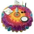 thumbnail image 1 of Colorful Tie Dye Mandala Pattern Round Tablecloth 60"x60",Wrinkle Wipeable Table Cloth for Kitchen Dining Room Picnic Patio Party, 1 of 6