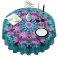 thumbnail image 1 of Colorful Tie Dye Mandala Pattern Round Tablecloth 60"x60",Wrinkle Wipeable Table Cloth for Kitchen Dining Room Picnic Patio Party, 1 of 6