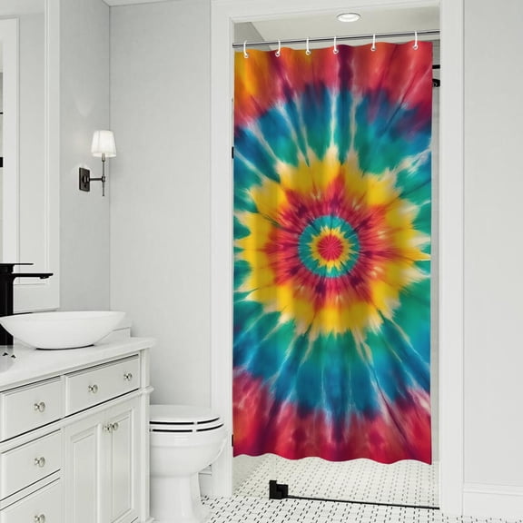 Colorful Tie Dye Mandala Pattern Shower Curtain 36"x72" ,Bathroom Decorative Shower Curtains Set with 12 Hooks,Modern Waterproof Washable Shower Curtain