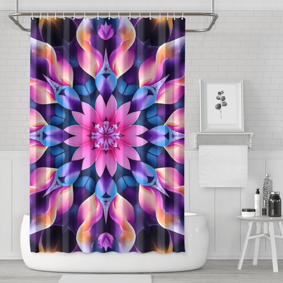 Colorful Tie Dye Mandala Pattern Shower Curtain 72"x72" ,Bathroom Decorative Shower Curtains Set with 12 Hooks,Modern Waterproof Washable Shower Curtain