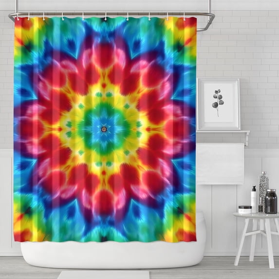 Colorful Tie Dye Mandala Pattern Shower Curtain 72"x84" ,Bathroom Decorative Shower Curtains Set with 12 Hooks,Modern Waterproof Washable Shower Curtain