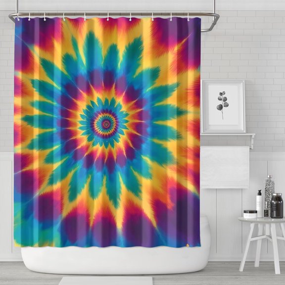 Colorful Tie Dye Mandala Pattern Shower Curtain 72"x84" ,Bathroom Decorative Shower Curtains Set with 12 Hooks,Modern Waterproof Washable Shower Curtain