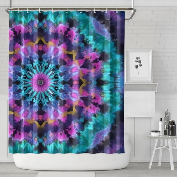 Colorful Tie Dye Mandala Pattern Shower Curtain 84"x72" ,Bathroom Decorative Shower Curtains Set with 12 Hooks,Modern Waterproof Washable Shower Curtain
