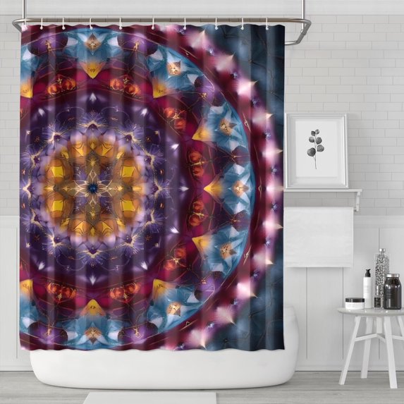 Colorful Tie Dye Mandala Pattern Shower Curtain 84"x72" ,Bathroom Decorative Shower Curtains Set with 12 Hooks,Modern Waterproof Washable Shower Curtain