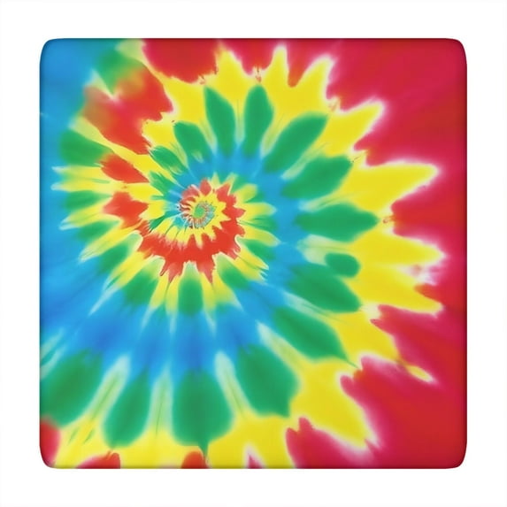 Colorful Tie Dye Mandala Pattern Square Fitted Tablecloth with Elastic Edge,Square Table Cover,Washable Elastic Table Cover for Home Kitchen Party Decor 34"x34"