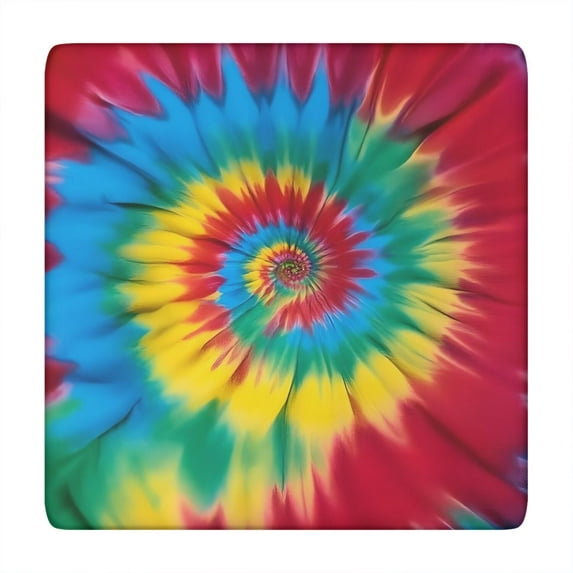 Colorful Tie Dye Mandala Pattern Square Fitted Tablecloth with Elastic Edge,Square Table Cover,Washable Elastic Table Cover for Home Kitchen Party Decor 34"x34"