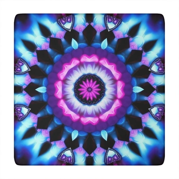 Colorful Tie Dye Mandala Pattern Square Fitted Tablecloth with Elastic Edge,Square Table Cover,Washable Elastic Table Cover for Home Kitchen Party Decor 34"x34"