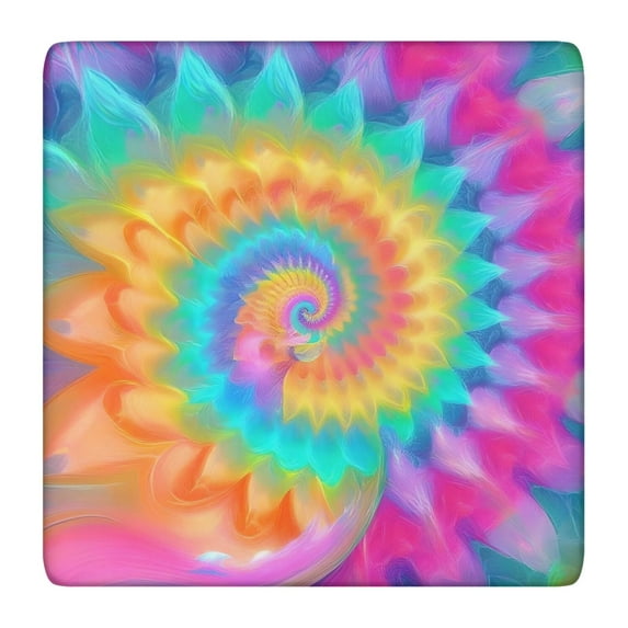 Colorful Tie Dye Mandala Pattern Square Fitted Tablecloth with Elastic Edge,Square Table Cover,Washable Elastic Table Cover for Home Kitchen Party Decor 36"x36"