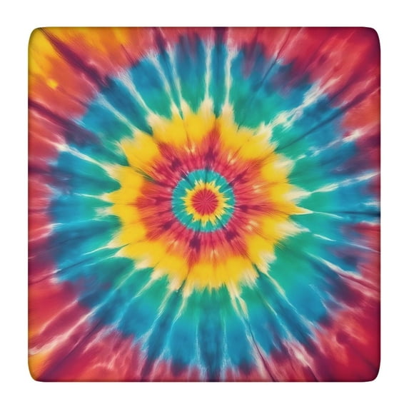 Colorful Tie Dye Mandala Pattern Square Fitted Tablecloth with Elastic Edge,Square Table Cover,Washable Elastic Table Cover for Home Kitchen Party Decor 36"x36"
