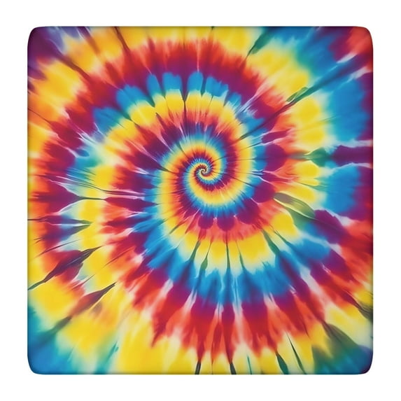 Colorful Tie Dye Mandala Pattern Square Fitted Tablecloth with Elastic Edge,Square Table Cover,Washable Elastic Table Cover for Home Kitchen Party Decor 36"x36"