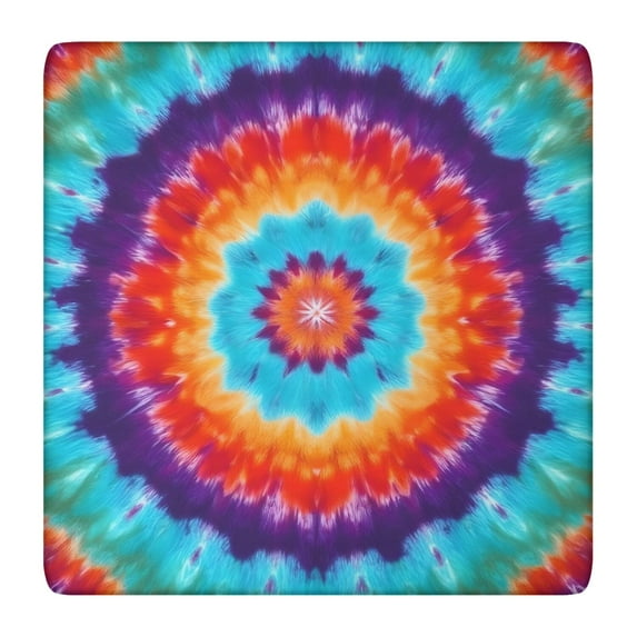 Colorful Tie Dye Mandala Pattern Square Fitted Tablecloth with Elastic Edge,Square Table Cover,Washable Elastic Table Cover for Home Kitchen Party Decor 36"x36"