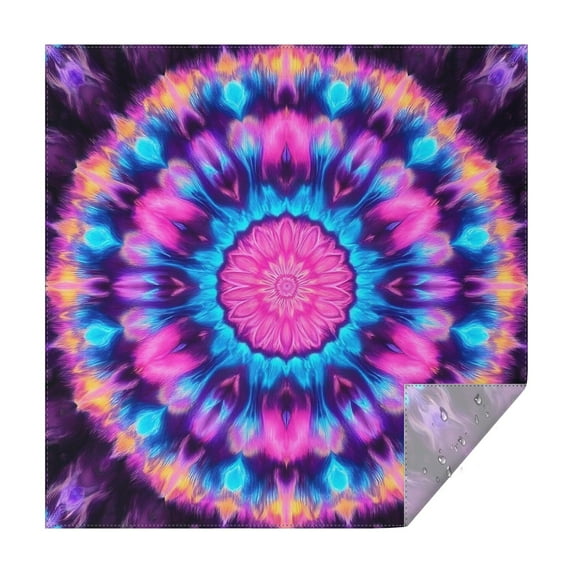 Colorful Tie Dye Mandala Pattern Square Tablecloth,Waterproof Square Table Cover,Wipeable Spillproof Washable Table Cover for Home Kitchen Party Decor 42"X42"(107x107cm)