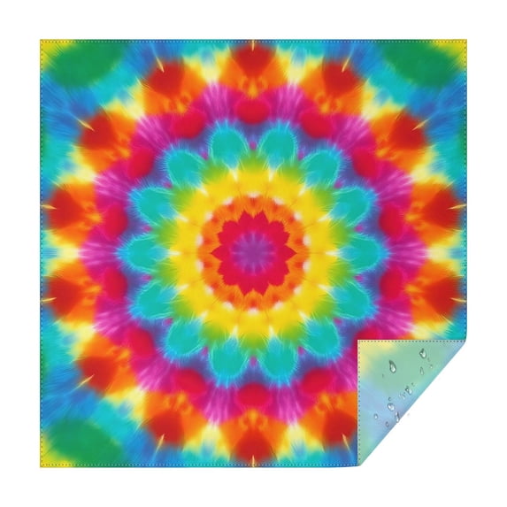Colorful Tie Dye Mandala Pattern Square Tablecloth,Waterproof Square Table Cover,Wipeable Spillproof Washable Table Cover for Home Kitchen Party Decor 60"x60"(152x152cm)