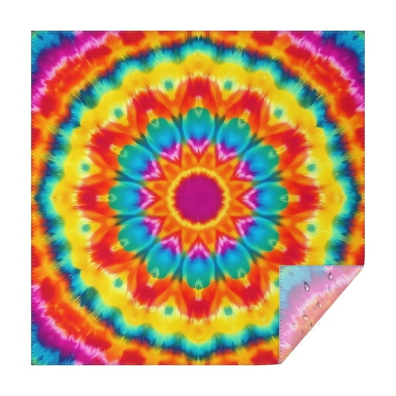 Colorful Tie Dye Mandala Pattern Square Tablecloth,Waterproof Square Table Cover,Wipeable Spillproof Washable Table Cover for Home Kitchen Party Decor 60"x60"(152x152cm)