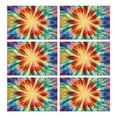thumbnail image 1 of Colorful Tie Dye Mandala Pattern Summer Placemats Table Placemats Set Of 6-Linen Kitchen Washable Placemats Table Mats 11.8"x17.7" Non-Slip Heat Resistant, 1 of 5
