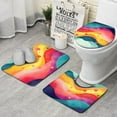 thumbnail image 1 of Colorful Tie Dye Mountain Pattern Bathroom Rugs Sets 3 Piece,Toilet Cover Set,Absorbent Non Slip Bathroom Mats Sets with U-Shaped Contour Rug Toilet Rug Set, 1 of 5