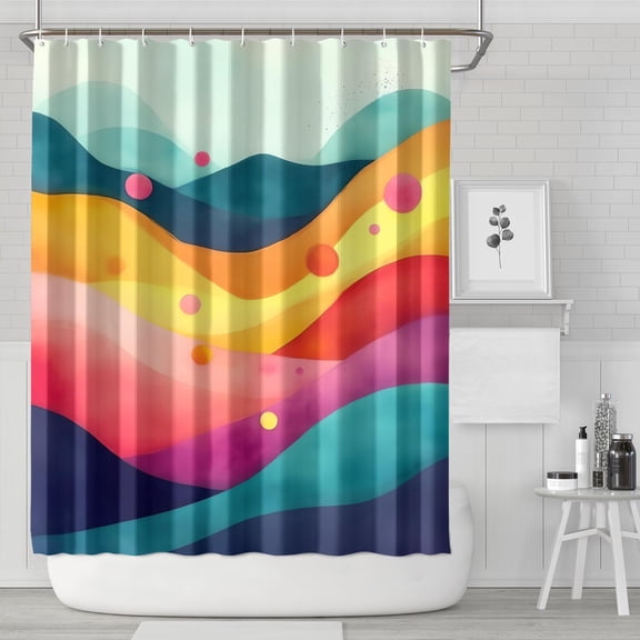 Colorful Tie Dye Mountain Pattern Shower Curtain 72"x84" ,Bathroom Decorative Shower Curtains Set with 12 Hooks,Modern Waterproof Washable Shower Curtain