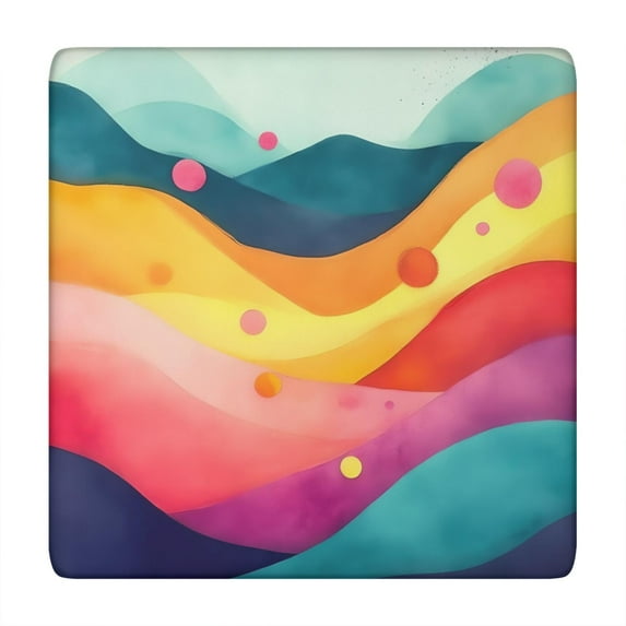 Colorful Tie Dye Mountain Pattern Square Fitted Tablecloth with Elastic Edge,Square Table Cover,Washable Elastic Table Cover for Home Kitchen Party Decor 34"x34"