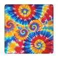 thumbnail image 1 of Colorful Tie Dye Multi Spiral Pattern Square Fitted Tablecloth with Elastic Edge,Square Table Cover,Washable Elastic Table Cover for Home Kitchen Party Decor 34"x34", 1 of 6