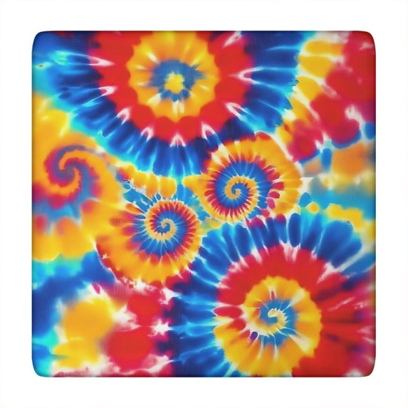 Colorful Tie Dye Multi Spiral Pattern Square Fitted Tablecloth with Elastic Edge,Square Table Cover,Washable Elastic Table Cover for Home Kitchen Party Decor 34"x34"