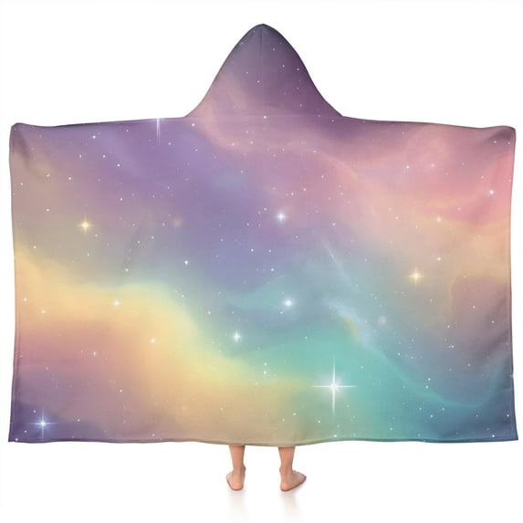Colorful Tie Dye Nebula Pattern Hooded Bath Towel,60"x35" for Ages 3 To 12 Kids, Quick Dry Lightweight Soft Microfiber Hood Beach Towel Cover Up for Kids