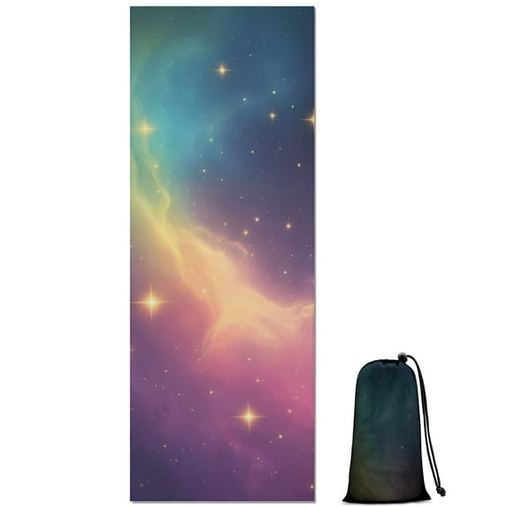 Colorful Tie Dye Nebula Pattern Hot Yoga Mat Towel Non Slip for Hot Yoga - Quick-Drying Yoga Mat Cover with 4 Corner Pockets with Travel Bag - Hot Yoga Towel Non Slip 74"x26"