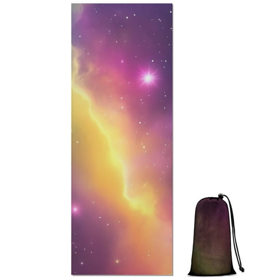 Colorful Tie Dye Nebula Pattern Hot Yoga Mat Towel Non Slip for Hot Yoga - Quick-Drying Yoga Mat Cover with 4 Corner Pockets with Travel Bag - Hot Yoga Towel Non Slip 70"x26"