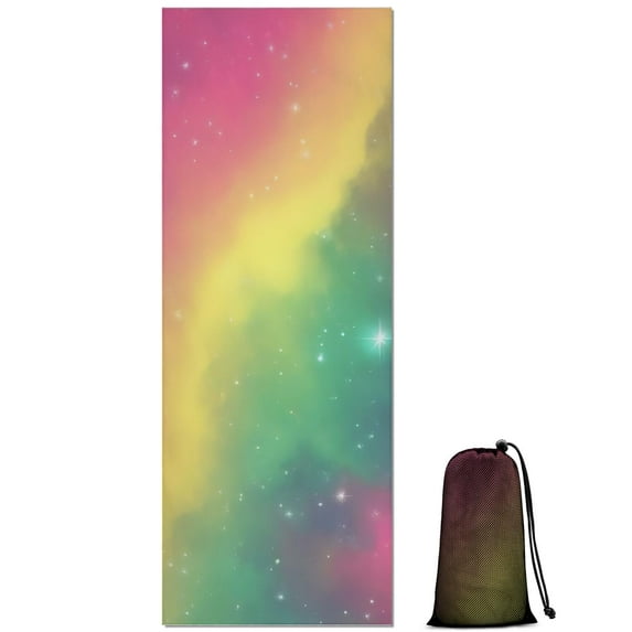 Colorful Tie Dye Nebula Pattern Hot Yoga Mat Towel Non Slip for Hot Yoga - Quick-Drying Yoga Mat Cover with 4 Corner Pockets with Travel Bag - Hot Yoga Towel Non Slip 70"x26"