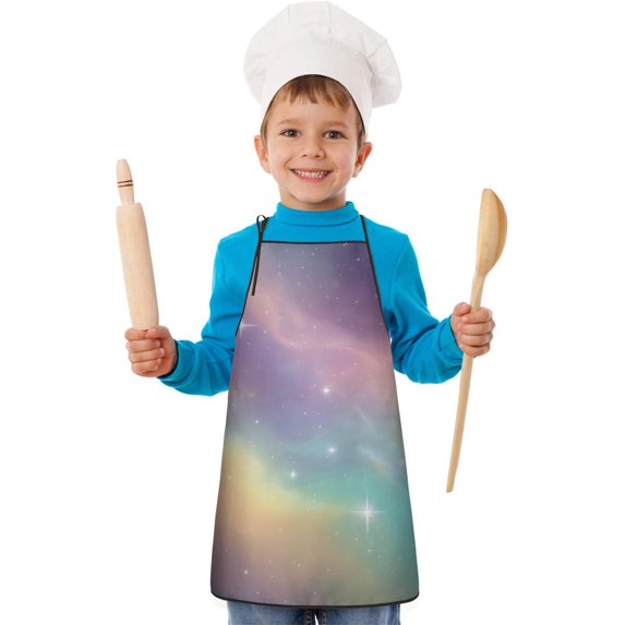 Colorful Tie Dye Nebula Pattern Kids Aprons for Girls and Boys,Adjustable Neck Strap Toddler Aprons for Kids Cooking Baking
