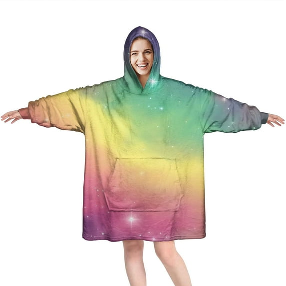 Colorful Tie Dye Nebula Pattern Wearable Oversized Blanket,Wearable Blanket Hoodie for Adults,Cozy Hooded Blankets with Super Pockets,Super Warm Fuzzy Pullover for Women & Men