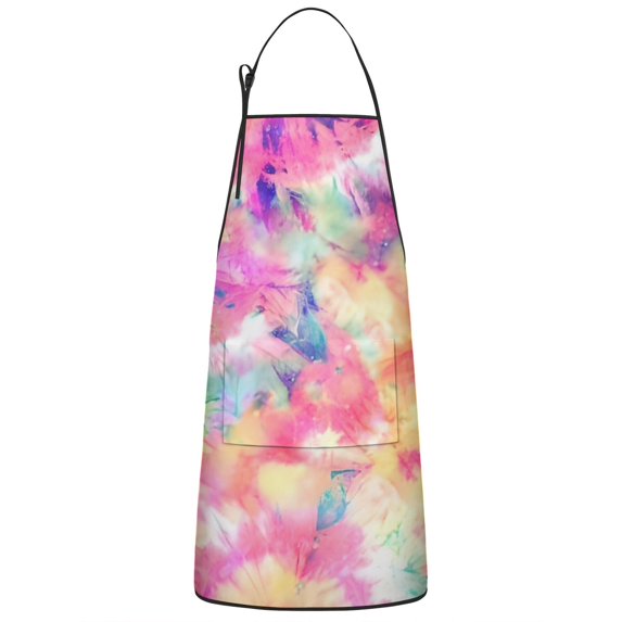 Colorful Tie Dye Pattern Apron-Garden Aprons for Women with Pockets-Cotton Linen Waterproof Kitchen Cooking Gardening Aprons Adjustable for Kitchen,Cooking,BBQ and Salon 33x27 Inch