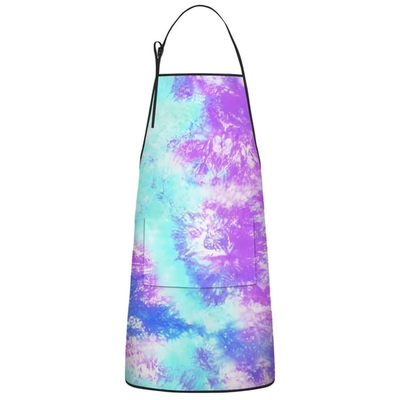 Colorful Tie Dye Pattern Apron-Garden Aprons for Women with Pockets-Cotton Linen Waterproof Kitchen Cooking Gardening Aprons Adjustable for Kitchen,Cooking,BBQ and Salon 33x27 Inch