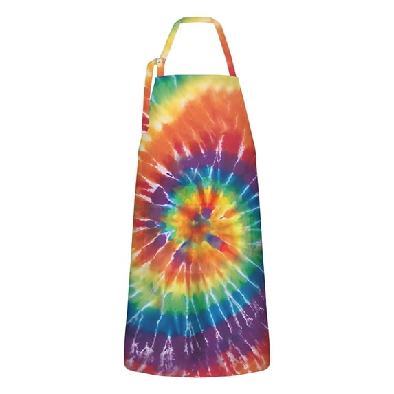 Colorful Tie Dye Pattern Apron-Garden Aprons for Women with Pockets-Cotton Linen Waterproof Kitchen Cooking Gardening Aprons Adjustable for Kitchen,Cooking,BBQ and Salon 33x27 Inch