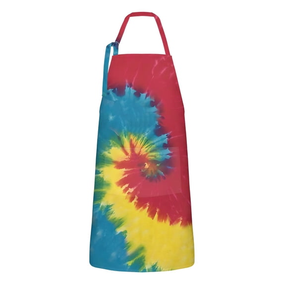 Colorful Tie Dye Pattern Apron-Garden Aprons for Women with Pockets-Cotton Linen Waterproof Kitchen Cooking Gardening Aprons Adjustable for Kitchen,Cooking,BBQ and Salon 33x27 Inch