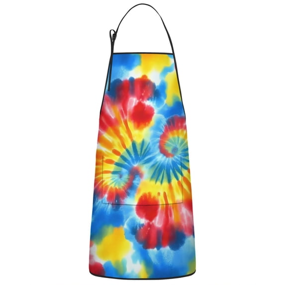 Colorful Tie Dye Pattern Apron-Garden Aprons for Women with Pockets-Cotton Linen Waterproof Kitchen Cooking Gardening Aprons Adjustable for Kitchen,Cooking,BBQ and Salon 33x27 Inch