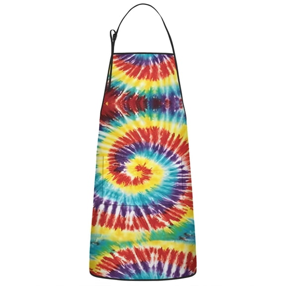 Colorful Tie Dye Pattern Apron-Garden Aprons for Women with Pockets-Cotton Linen Waterproof Kitchen Cooking Gardening Aprons Adjustable for Kitchen,Cooking,BBQ and Salon 33x27 Inch