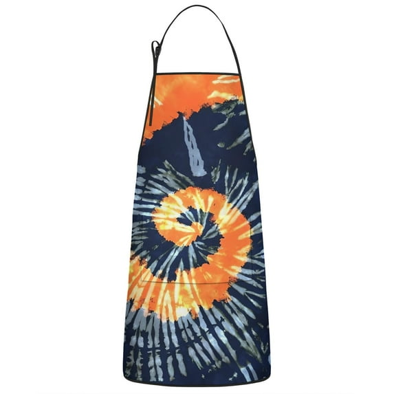 Colorful Tie Dye Pattern Apron-Garden Aprons for Women with Pockets-Cotton Linen Waterproof Kitchen Cooking Gardening Aprons Adjustable for Kitchen,Cooking,BBQ and Salon 33x27 Inch