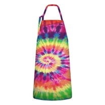 Colorful Tie Dye Pattern Apron-Garden Aprons for Women with Pockets-Cotton Linen Waterproof Kitchen Cooking Gardening Aprons Adjustable for Kitchen,Cooking,BBQ and Salon 33x27 Inch